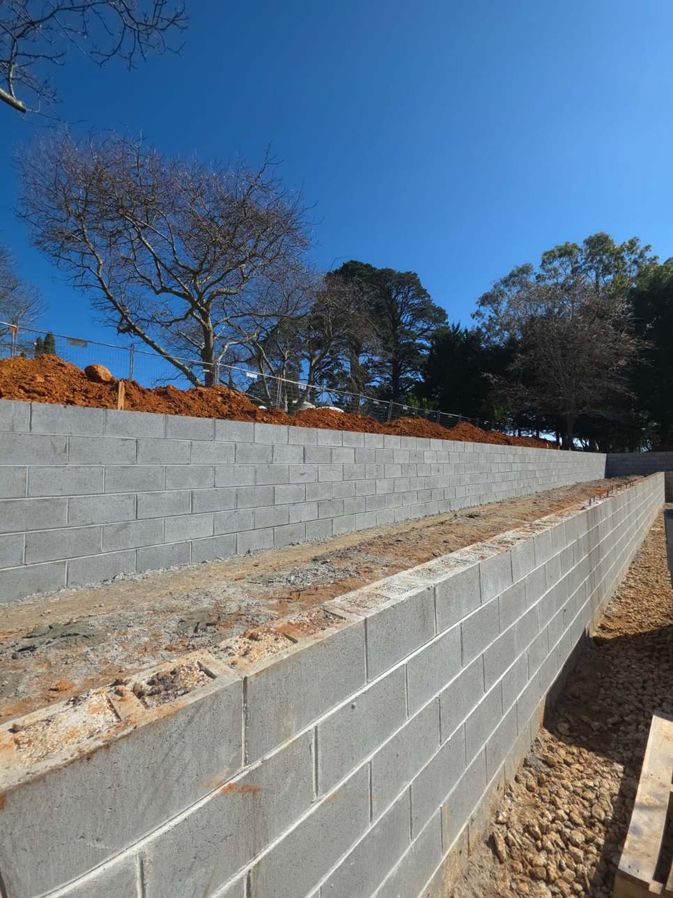 Large besser block retaining wall on a sloping site, block retaining walls, Melbourne