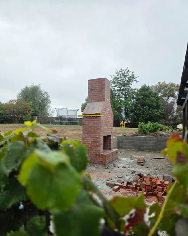 wood-fired brick pizza oven with chimney — JC Brick & Blocklaying — bricklayer Melbourne eastern suburbs